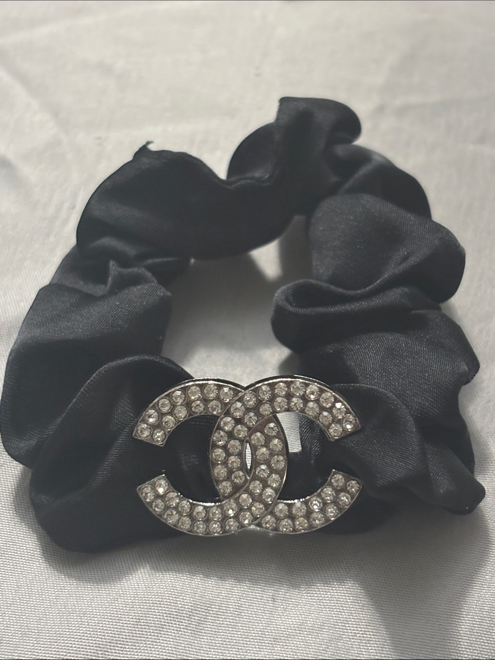 Chanel Black Diamond Logo Scrunchie